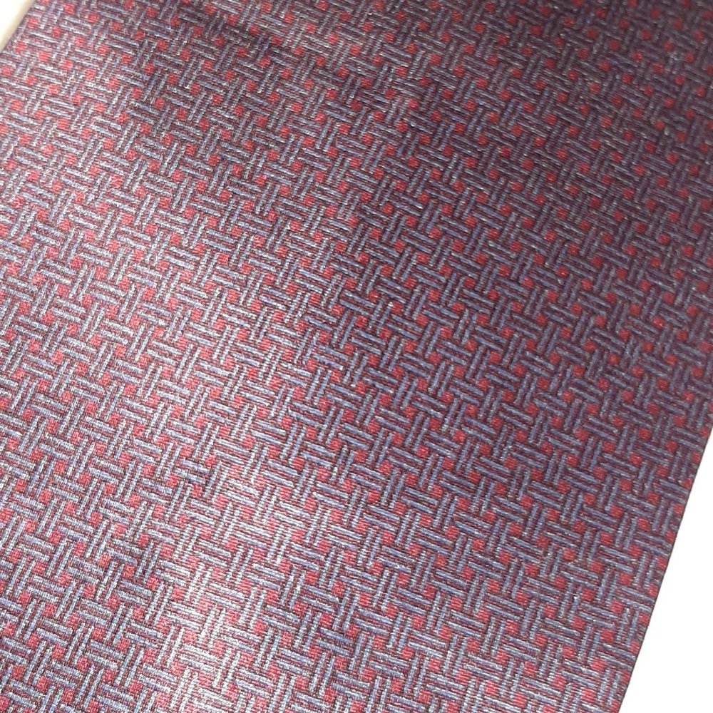 Tongue Tied Silk Neck Tie Red Blue Cross Hatch pattern Work Office Church - Picture 2 of 3